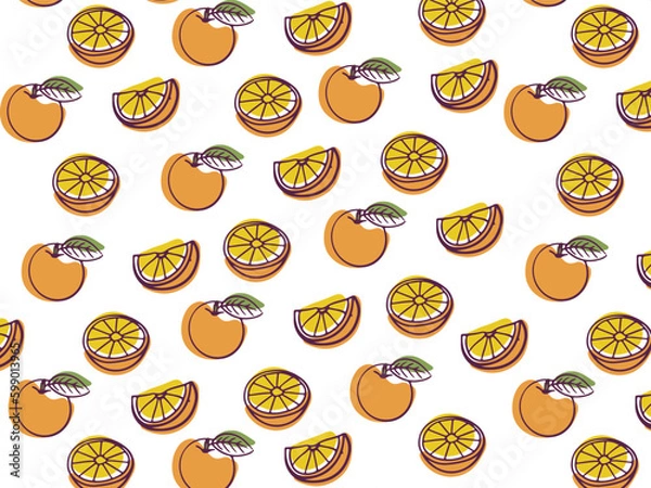 Fototapeta orange, seamless pattern orange whole and slices, half orange