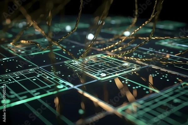 Fototapeta Circuit Grid collapse