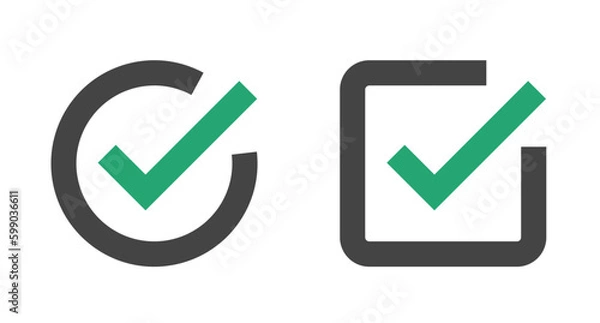 Fototapeta Round checkbox and square checkbox icon set. Vector.