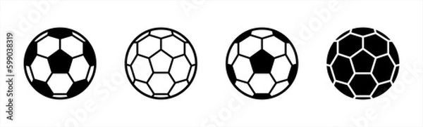 Obraz Soccer ball icon set in line style. football simple black style symbol sign for sports apps and website, vector illustration.