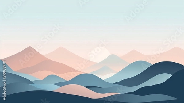 Obraz Mountain minimalist background. Illustration AI Generative.
