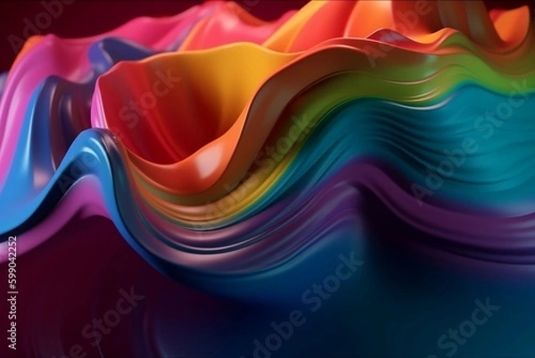 Fototapeta 3D colourful abstract background with copy space, Generative AI