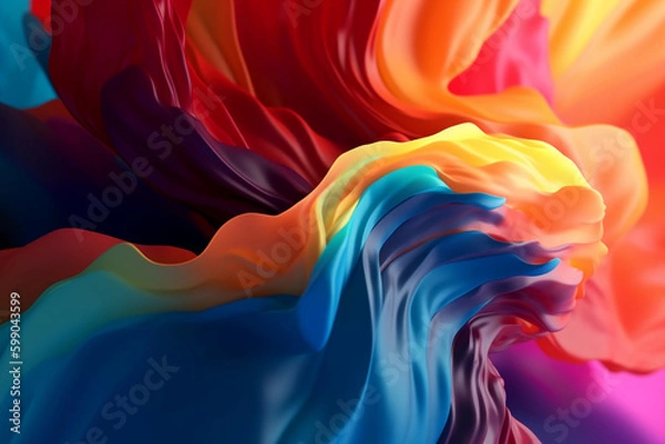 Fototapeta 3D abstract colorful background with waves, Generative AI