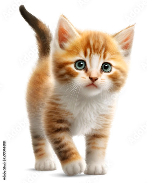 Fototapeta adorable sad cat, isolated background. Generative Ai