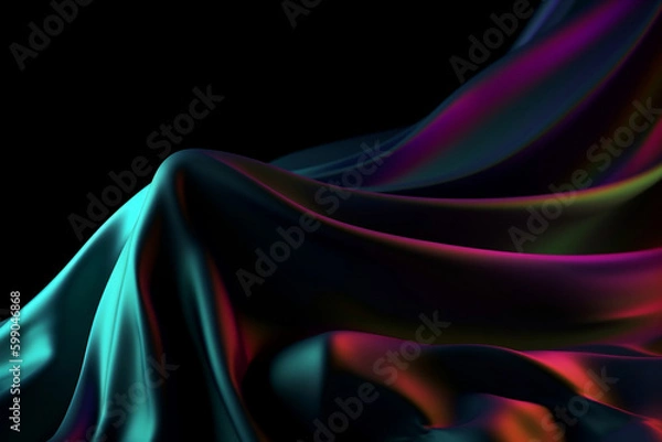 Fototapeta Dark black matte cloth with gradient + cathode-ray display, rgb color displacement, chromatic aberration, Generative AI