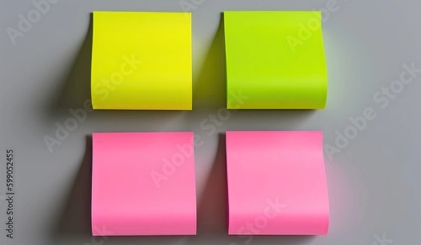 Obraz Colorful Post-It Notes on Grey Background for Organization and Productivity. Generative AI.