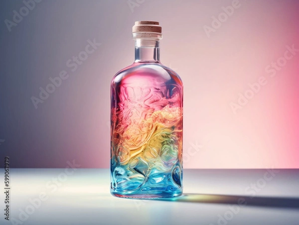 Fototapeta realistic, label, mockup, 3d, mock-up, template, illustration, liqueur, whiskey, clear, different, brandy, close-up, design, red, pink, collection, cocktail, beverage, clean, ai, genearted