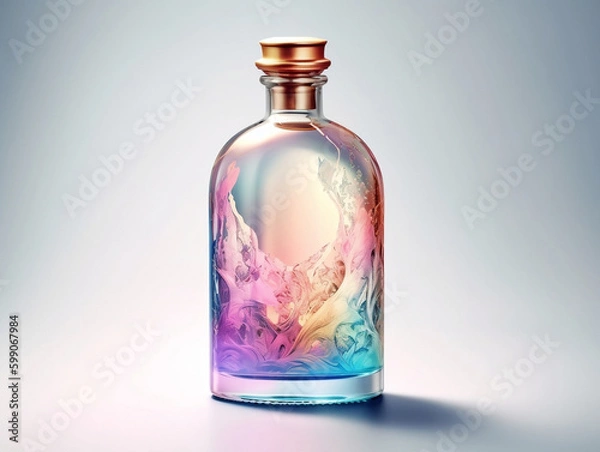 Fototapeta realistic, label, mockup, 3d, mock-up, template, illustration, liqueur, whiskey, clear, different, brandy, close-up, design, red, pink, collection, cocktail, beverage, clean, ai, genearted