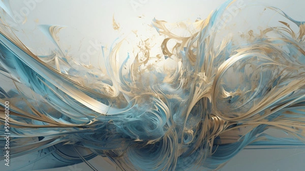 Fototapeta abstract blue background with waves, AI Generated