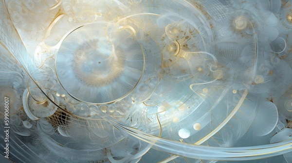 Fototapeta abstract fractal background with circles, AI Generated