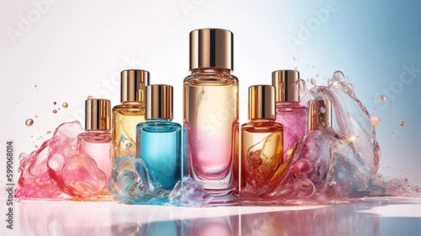Fototapeta bottles of perfume, mockup, Ai Generated