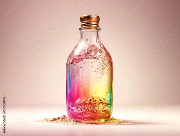 Fototapeta realistic, label, mockup, 3d, mock-up, template, illustration, liqueur, whiskey, clear, different, brandy, close-up, design, red, pink, collection, cocktail, beverage, clean, ai, genearted