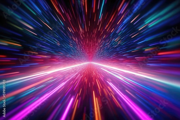 Obraz Hyperjump: A Neon Space Odyssey. Generative Ai
