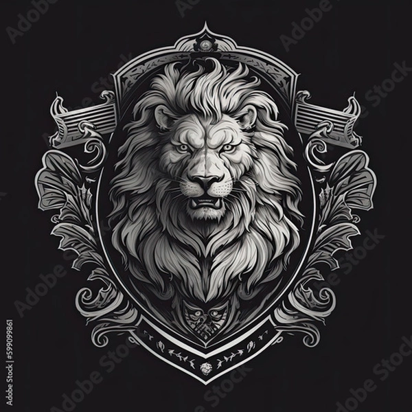 Obraz Lion Logo, Crest, Banner, Company logo, Brand logo. Generative AI.