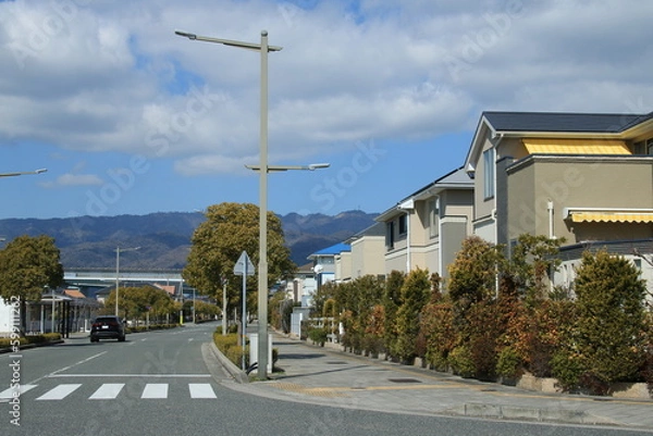 Fototapeta 兵庫県芦屋市南部の住宅街の街並み