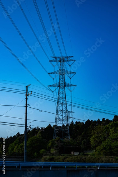 Obraz 夕暮れの鉄塔