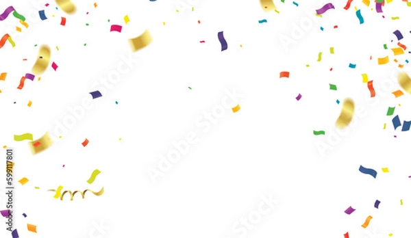 Obraz Celebration background with confetti and ribbons. Vector illustration.