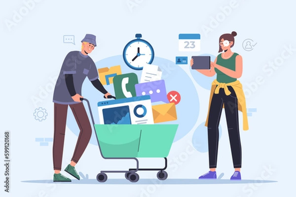 Obraz Project Management & Task Management Illustration Set business manager plan office team chart professional people teamwork screen scheduling deadline