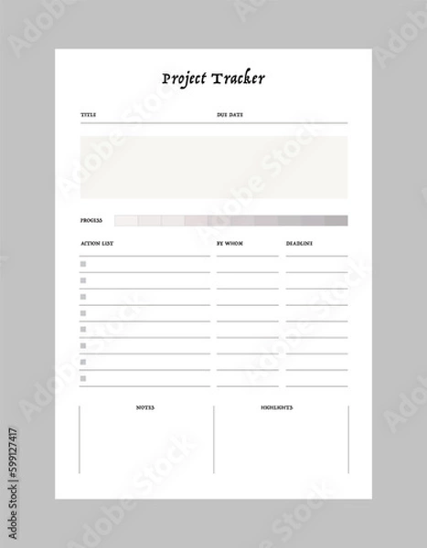 Fototapeta Project Planner and tracker. 