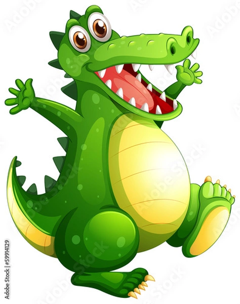 Fototapeta A playful green crocodile