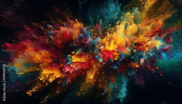 Obraz Exploding colors in space, a vibrant chaos generated by AI