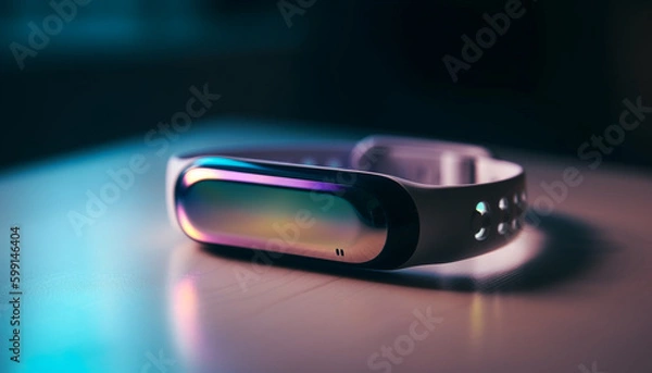 Fototapeta Futuristic eyeglasses watch virtual reality simulator movie generated by AI