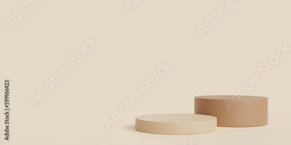 Obraz Product display stand on brown background.3D podium on brown background.Geometric platform show cosmetic product.Stage showcase,Abstract.Minimal mockup 3D render