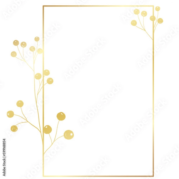 Obraz Gold floral frame minimalist