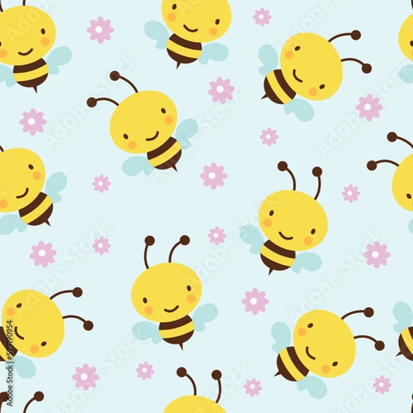 Fototapeta seamless pattern with funny bee