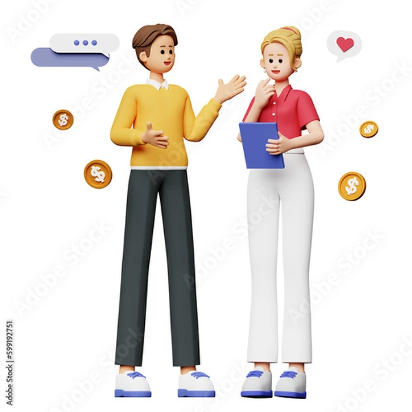 Fototapeta Refer to Friend 3D Character