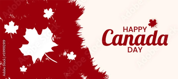 Fototapeta 1st July 2020 Happy Canada Day banner for independence day background with red maple. Vector illustration greeting card. Canada holiday concept design. Red White theme with Maple leaf.