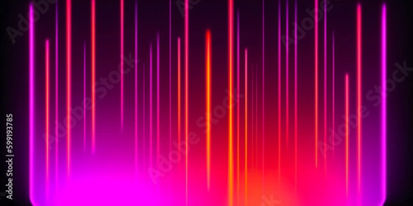Fototapeta abstract neon background, modern music, techno, vertical lines, transition from pink to orange. generative ai technology
