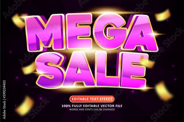 Obraz Mega sale 3d editable modern pink text effect