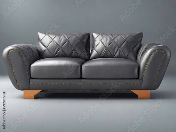 Fototapeta Stylish leather sofa. Interior design. Generative AI