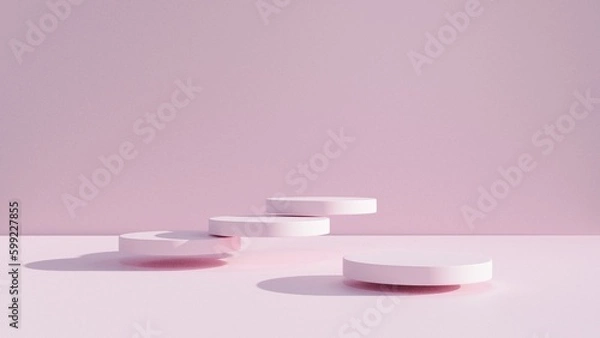 Obraz Podium Background 3D ,There is an area for displaying products ,promote products, Product presentation,3D rendering,show cosmetic product display,help the product stand out,3D Mock up,Minimal style,