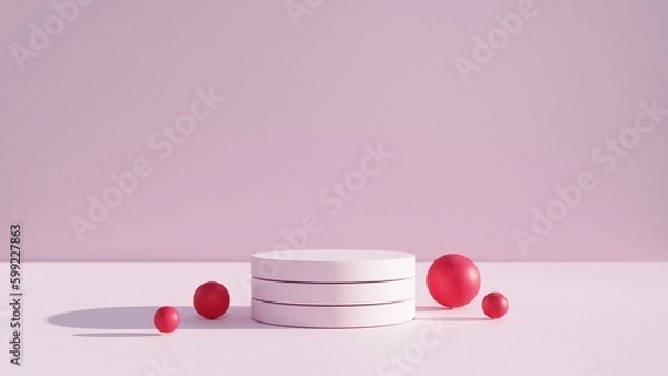Obraz Podium Background 3D ,There is an area for displaying products ,promote products, Product presentation,3D rendering,show cosmetic product display,help the product stand out,3D Mock up,Minimal style,