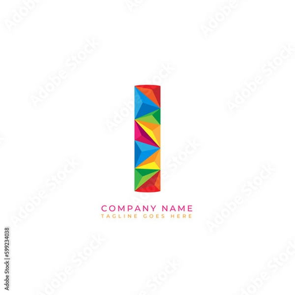 Obraz Colorful letter i logo design for business company in low poly art style