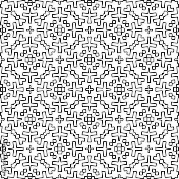 Fototapeta Seamless repeating pattern.  Black and white pattern for web page, textures, card, poster, fabric, textile.