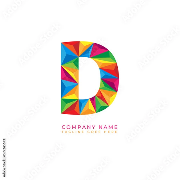 Obraz Colorful letter d logo design for business company in low poly art style