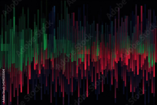 Obraz Color noise 8-bit glitch. Computer virus. Blur neon pink green red analog pixel distortion artifacts on dark black art abstract illustration background