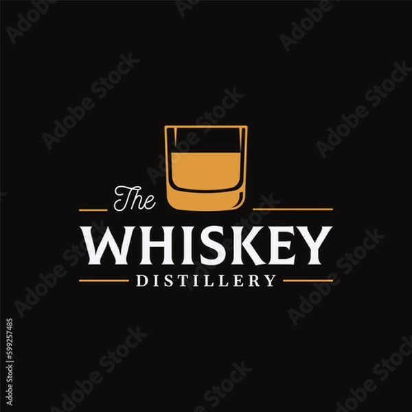 Fototapeta Vintage premium whiskey logotype label with hand lettering. for drinks , rum, pub, company.