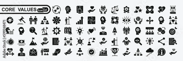 Obraz Core values icon  collection.  Vector solid collection of icons.
