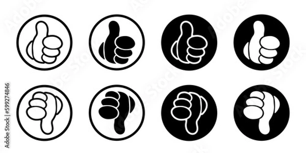 Fototapeta Thumb up and Thumb down collection. Like and dislike vector icon. Vector illustration
