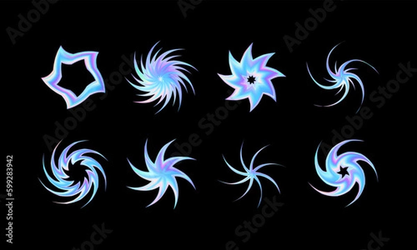 Fototapeta 3d hologram star and sparkle icon. Y2k iridescent vector shape element for moden futuristic design