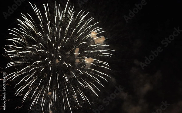 Fototapeta Fireworks close up photo. Fireworks light up the sky with dazzling display of various colors.