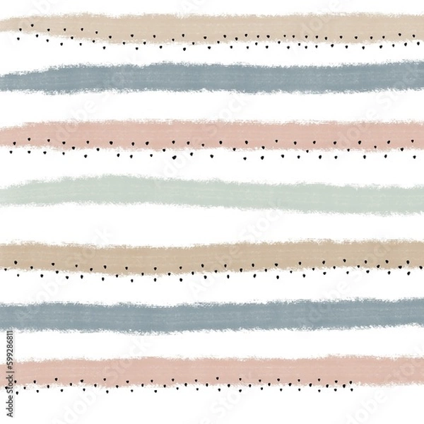 Obraz Hand drawn striped seamless pattern vintage background for wallpaper. Trendy fashion texture linen textile background.