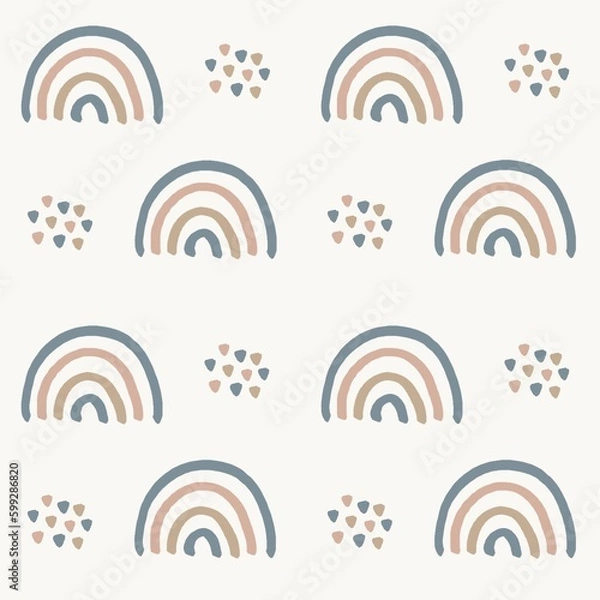 Obraz Cute modern rainbows seamless pattern for kid's clothes, fabric, textile and wrapping paper. Modern rainbow for nursery room decor. Vector rainbow pattern