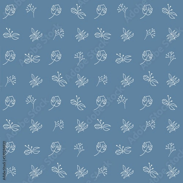Obraz Seamless floral pattern. Flowers on a blue background. Vector illustration.