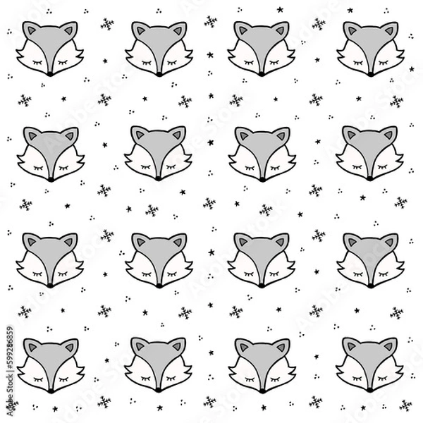 Obraz Cute Animal Seamless Pattern. Fox Pattern With White Background
