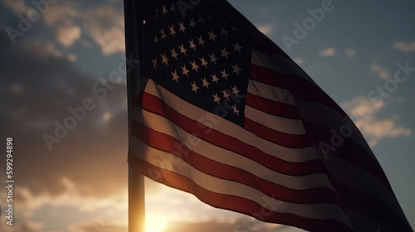 Fototapeta Close up american flag background. 4th of july. Independence day illustration. Generative AI.